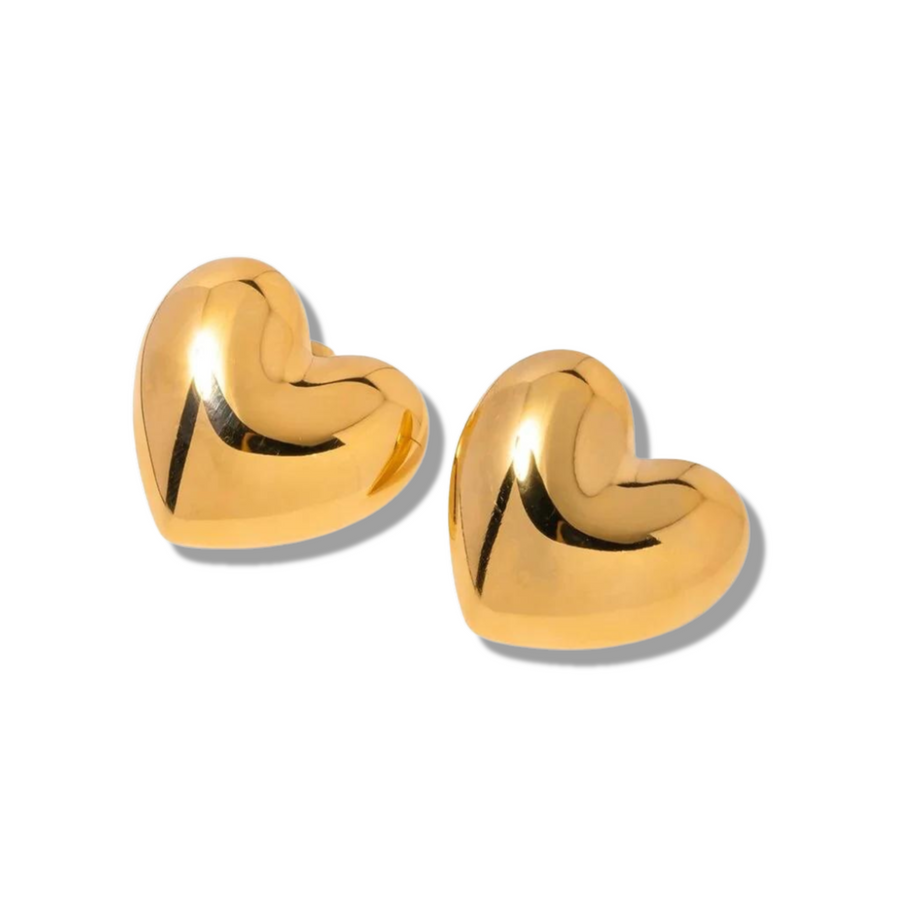 Bold heart earrings gold