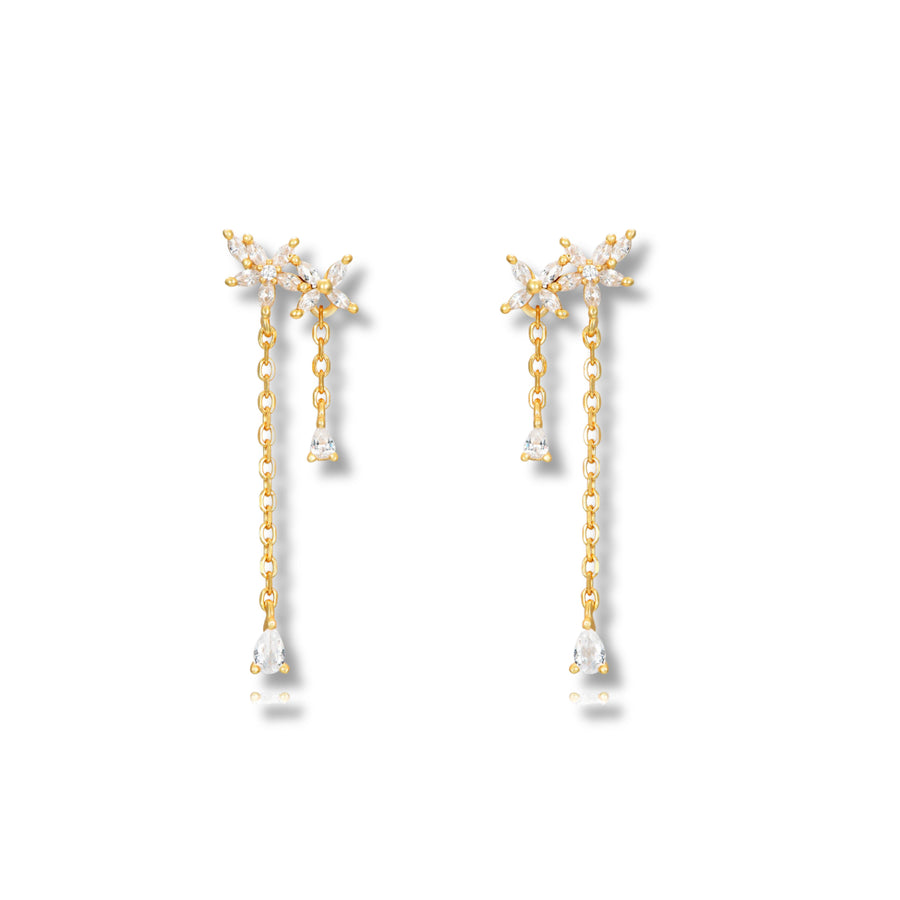 Flora dangling earrings gold