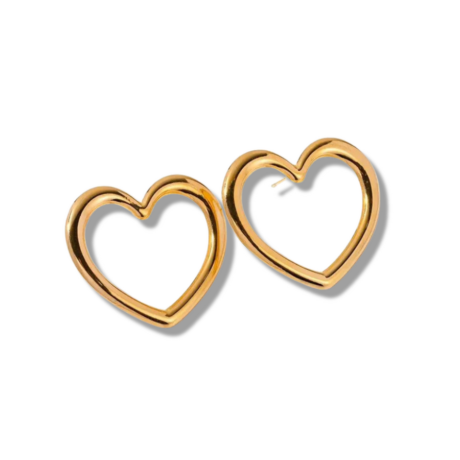 Open heart earrings gold