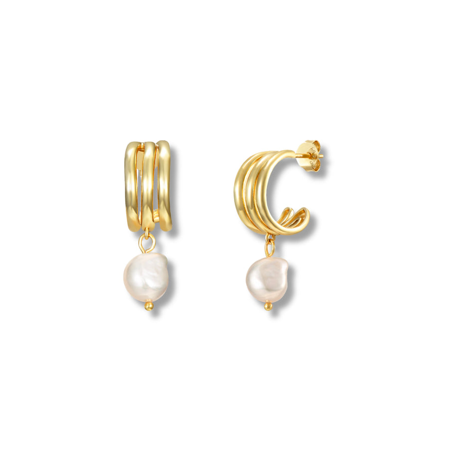 Pearly drop earrings gold