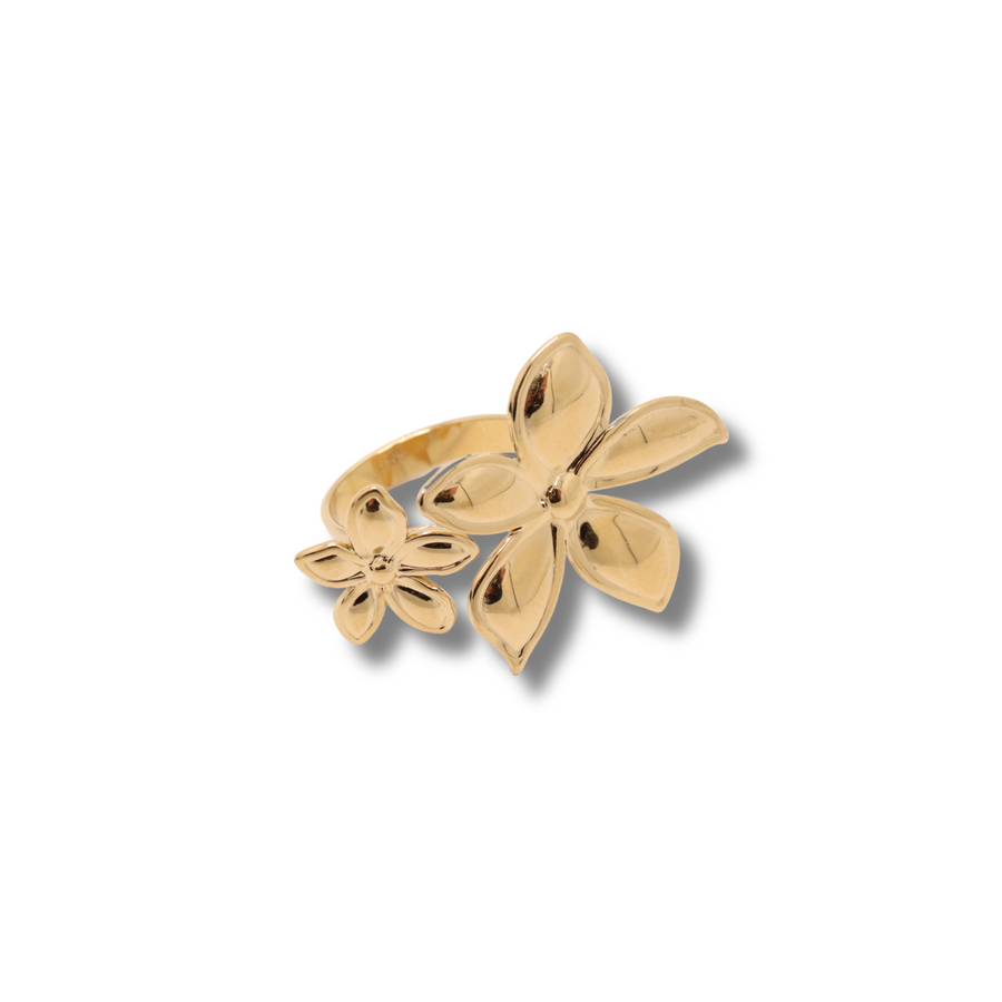 Duo flower ring gold
