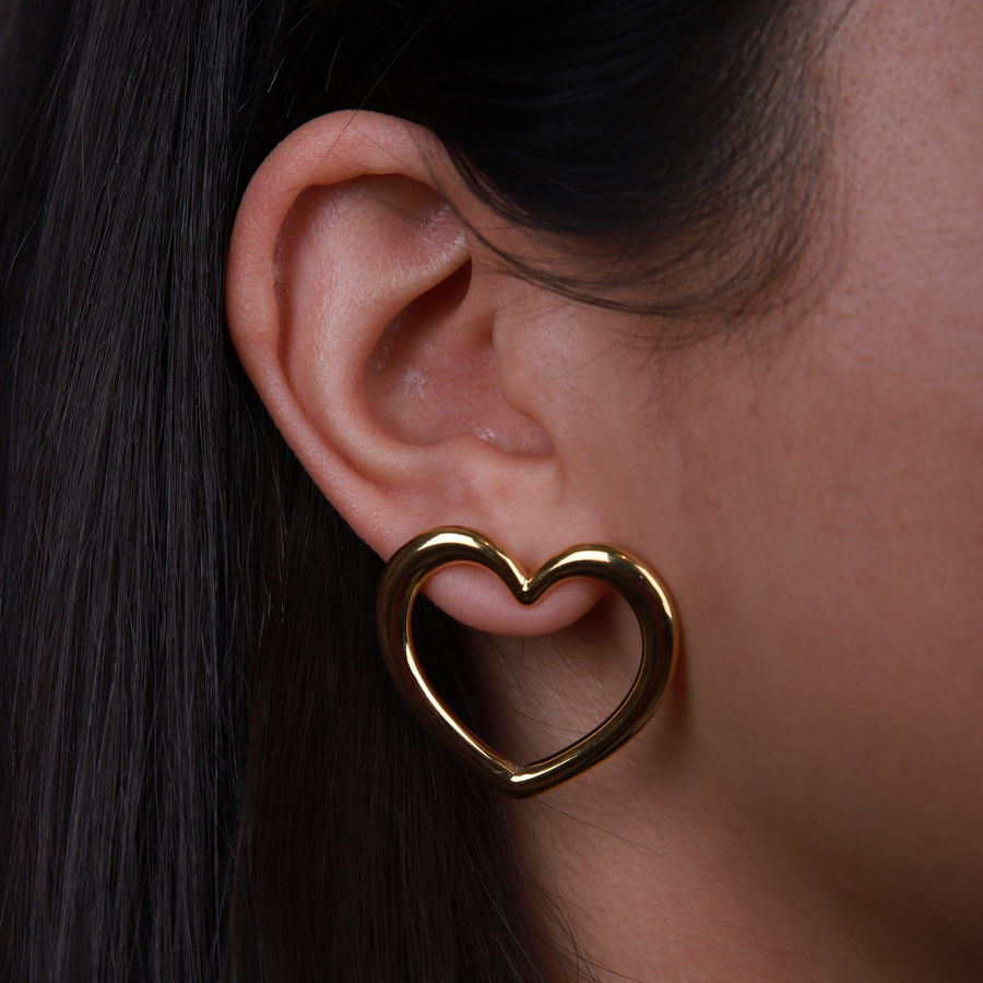 Open heart earrings gold