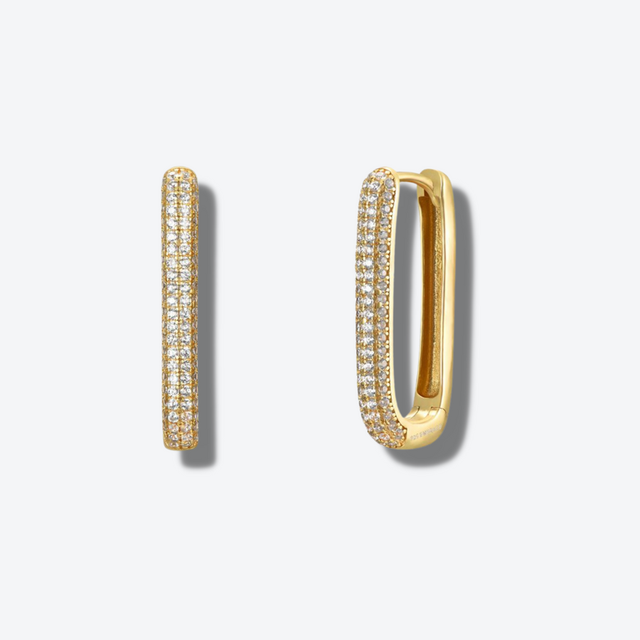 Small Belle pavé hoops gold