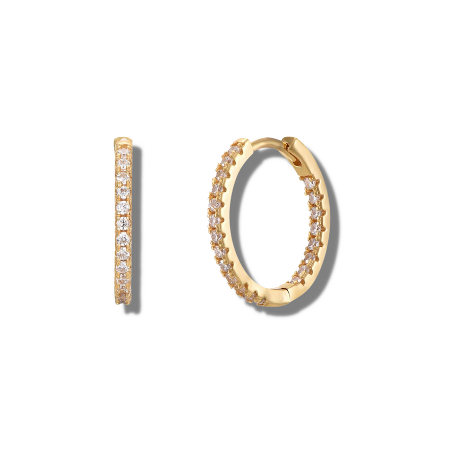 Medium Diamond Icon hoops gold