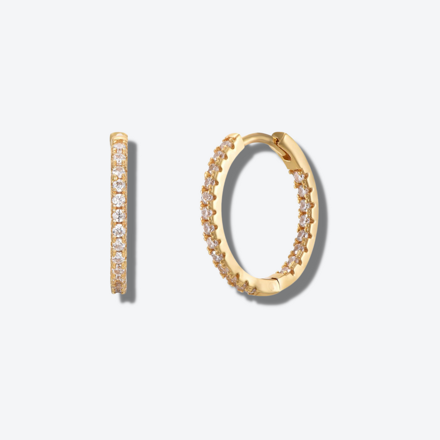 Medium Diamond Icon hoops gold