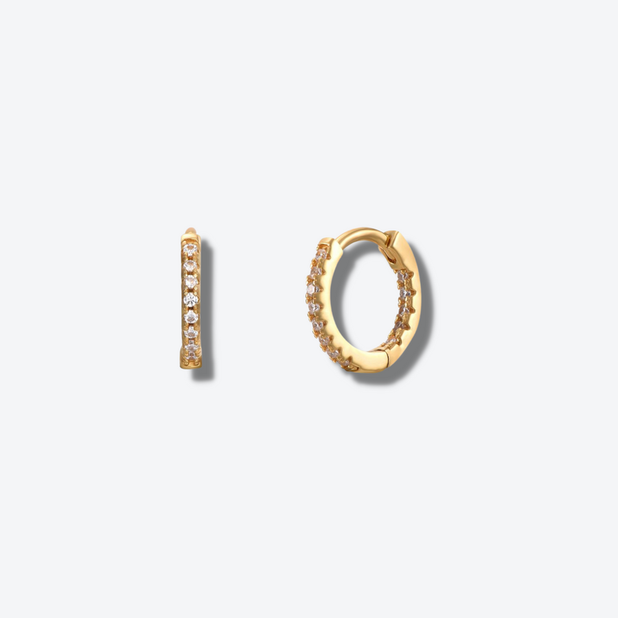 Mini Diamond Icon hoops gold