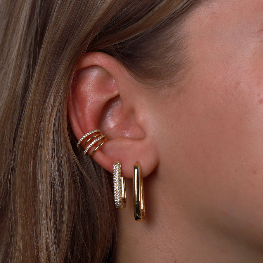 Small Belle pavé hoops gold