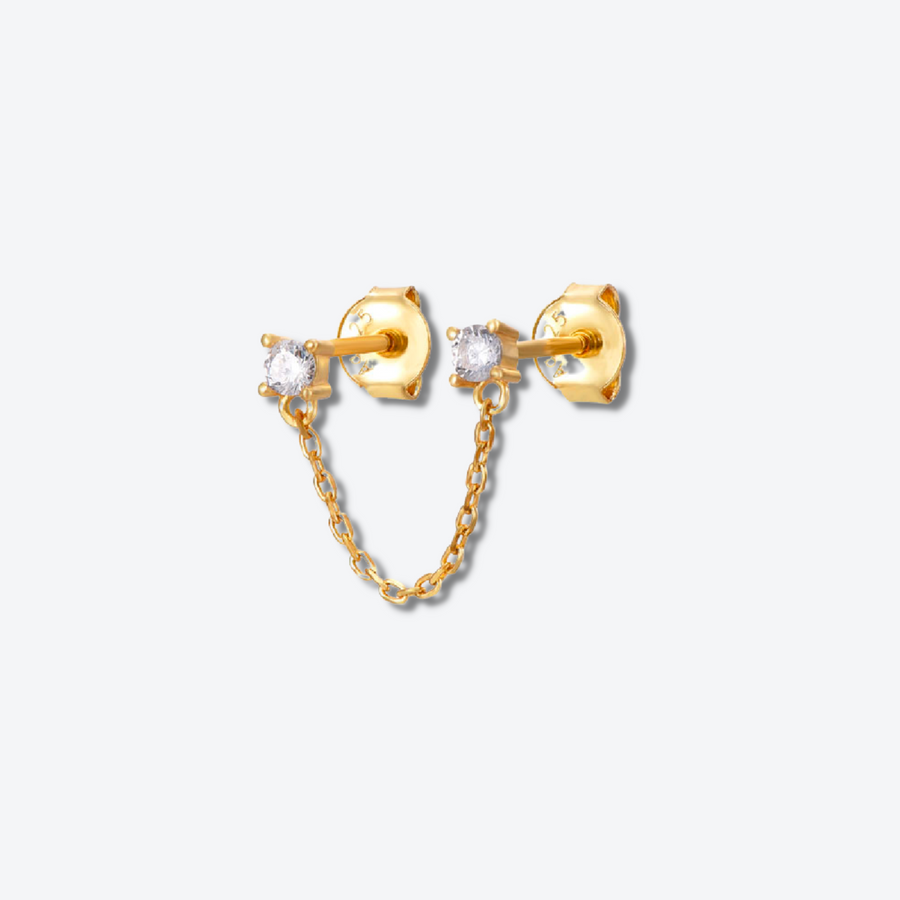 Connected diamond studs gold